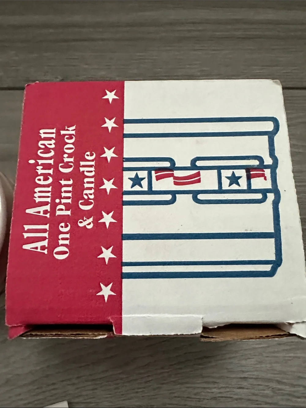 Longaberger Red, Blue and Cream Patriotic Pottery Crock and Candle - 2000